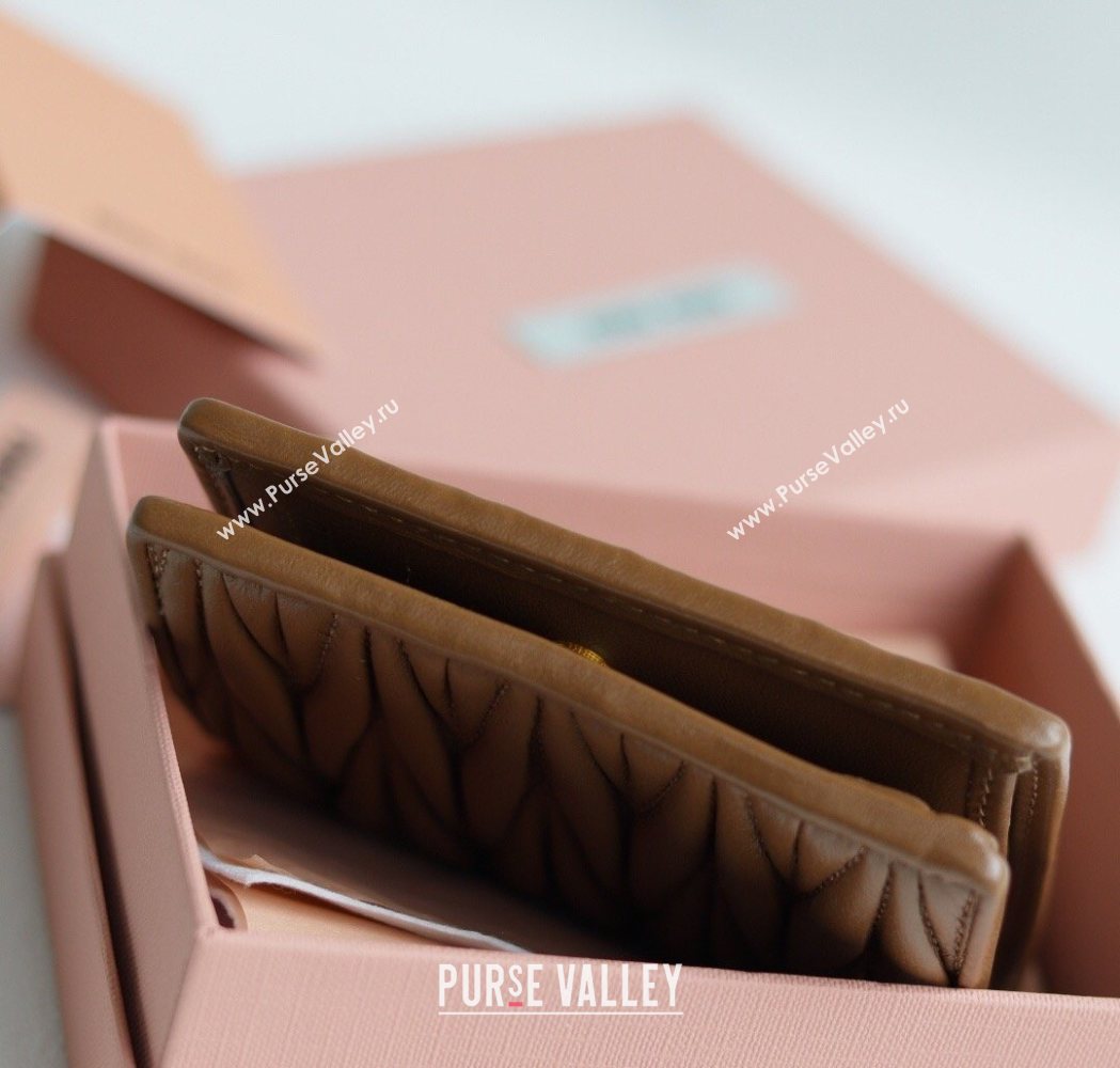 Miu Miu Matelasse Nappa Leather Small Wallet Caramel Brown 2026 5MV204 (YY-260120076)