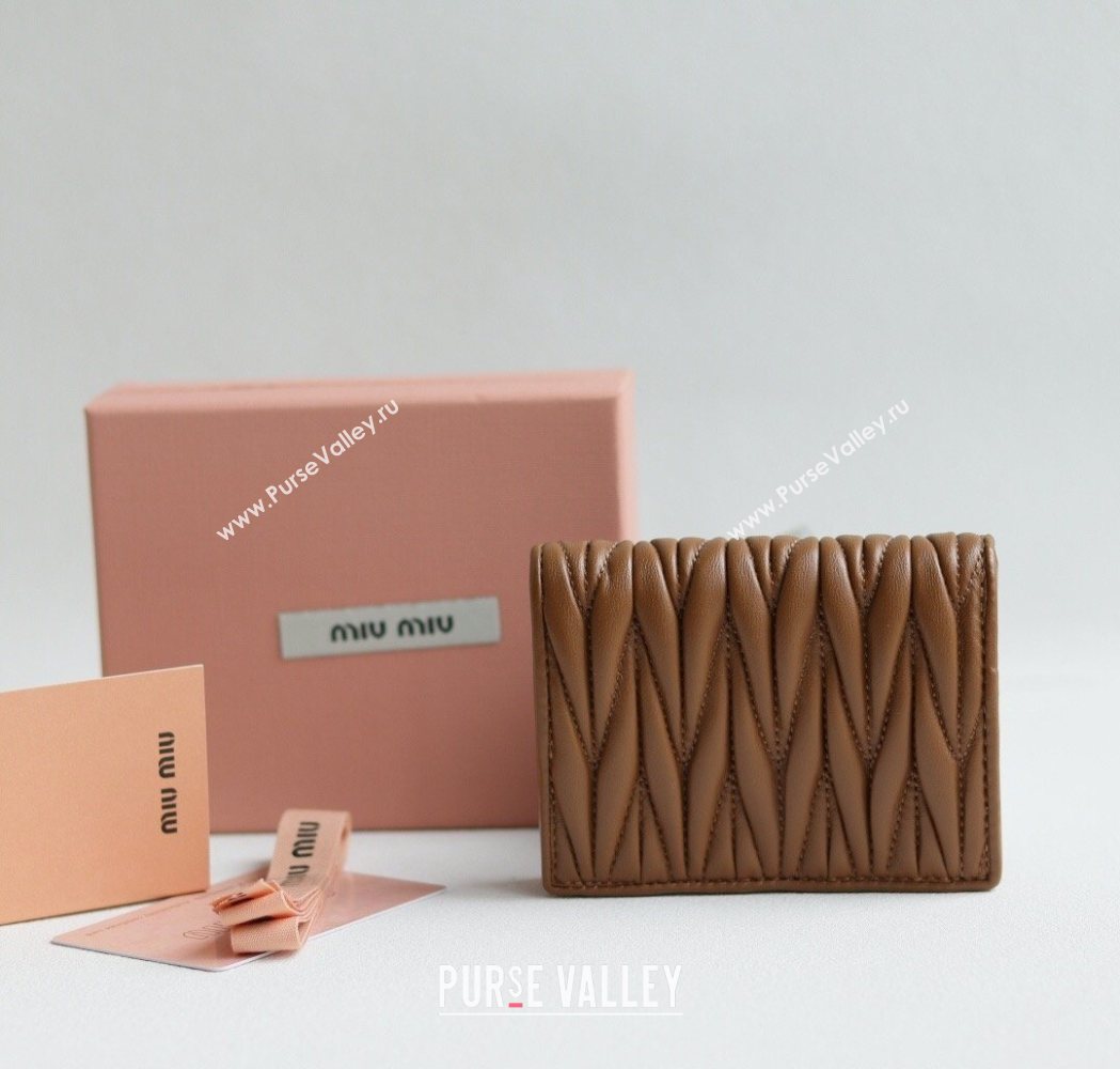 Miu Miu Matelasse Nappa Leather Small Wallet Caramel Brown 2026 5MV204 (YY-260120076)