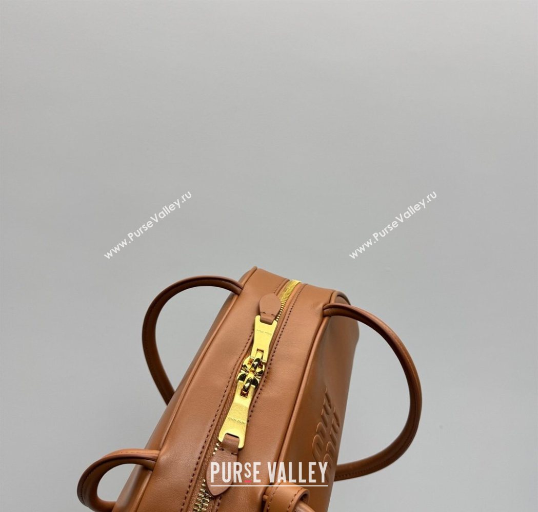 Miu Miu Beau Leather Bowling Bag 5BB193 Cognac Brown 2026 (YY-260120045)