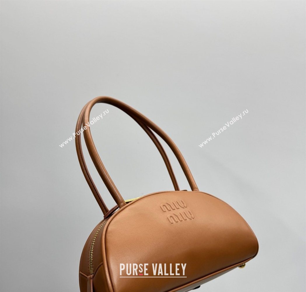 Miu Miu Beau Leather Bowling Bag 5BB192 Cognac Brown 2026 (YY-260120050)