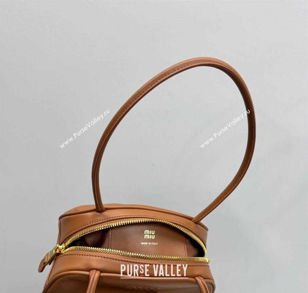 Miu Miu Beau Leather Bowling Bag 5BB192 Cognac Brown 2026 (YY-260120050)