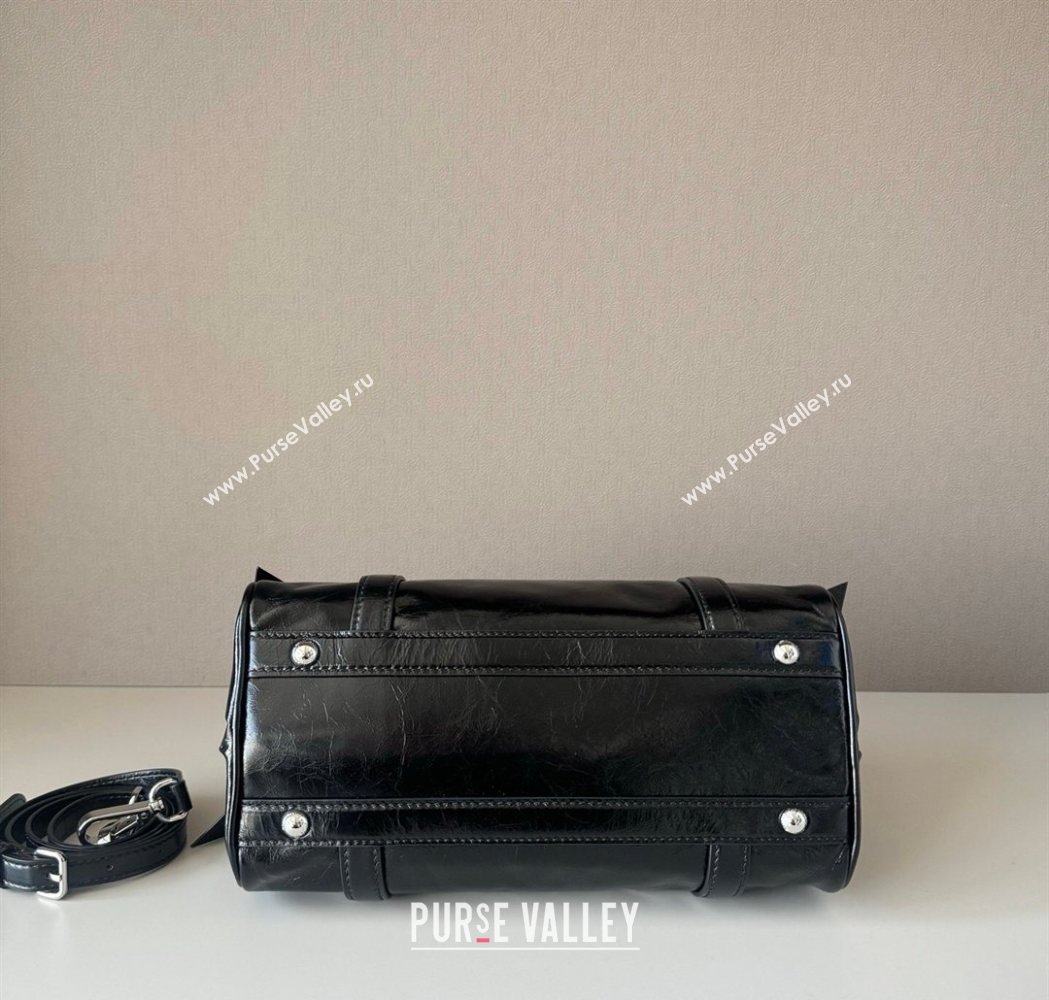 Miu Miu Ribbon Shiny Leather Top Handle Bag Black 2026 5BA327 (nana-260120034)