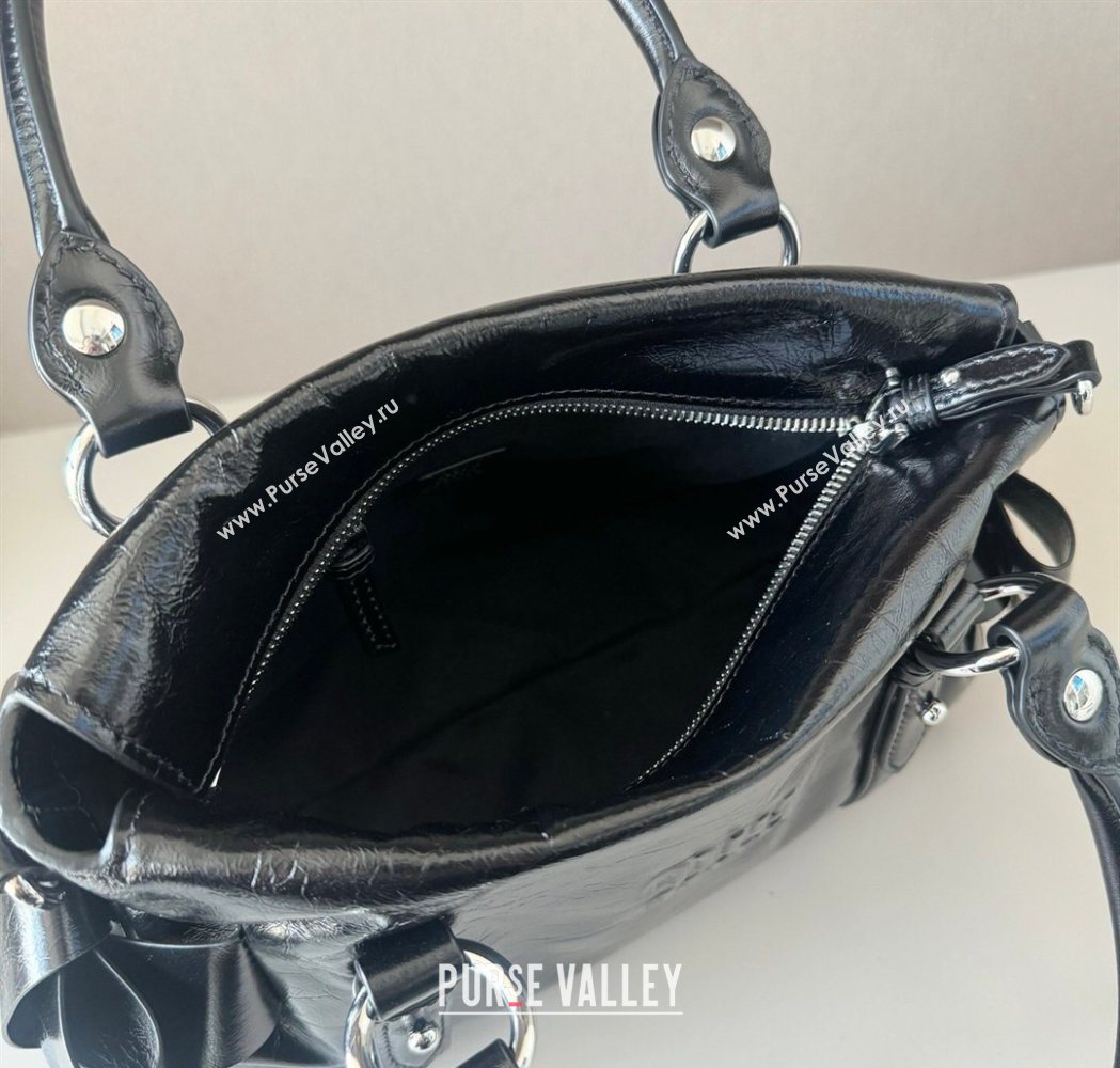 Miu Miu Ribbon Shiny Leather Top Handle Bag Black 2026 5BA327 (nana-260120034)