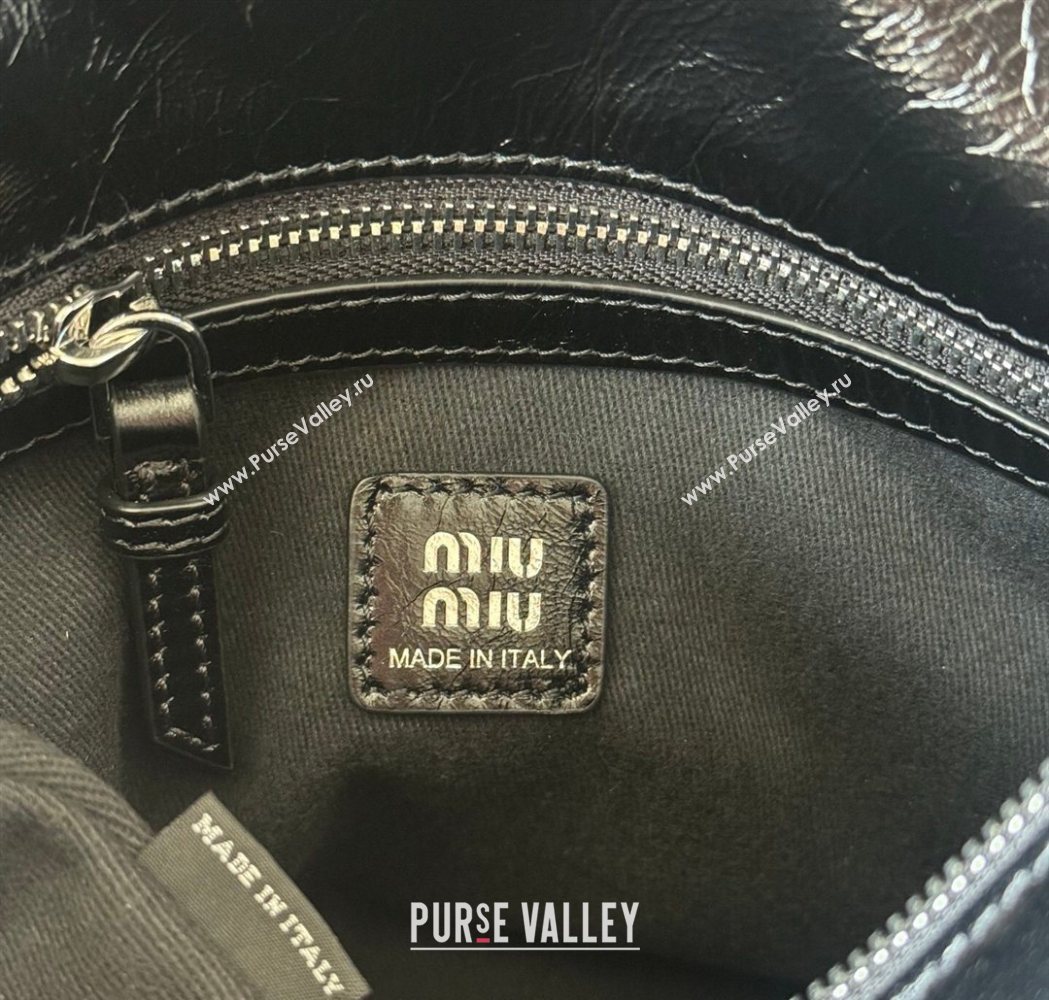 Miu Miu Ribbon Shiny Leather Top Handle Bag Black 2026 5BA327 (nana-260120034)