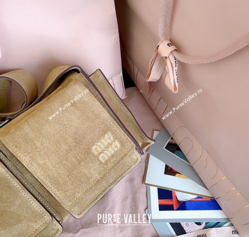 Miu Miu Pocket Suede Shoulder Bag Ecru Beige 2026 5BA175 (JD-260120061)