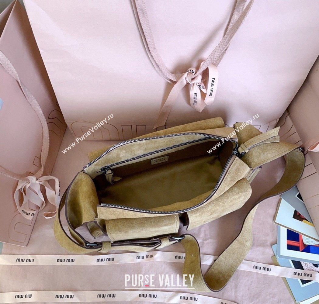 Miu Miu Pocket Suede Shoulder Bag Ecru Beige 2026 5BA175 (JD-260120061)