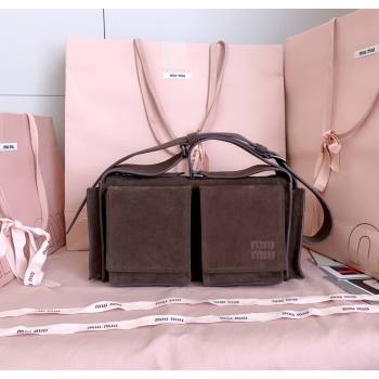 Miu Miu Pocket Suede Shoulder Bag Briarwood Brown 2026 5BA175 (JD-260120062)