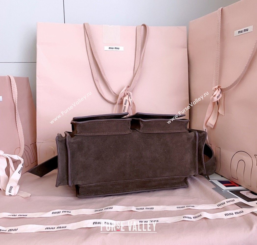 Miu Miu Pocket Suede Shoulder Bag Briarwood Brown 2026 5BA175 (JD-260120062)