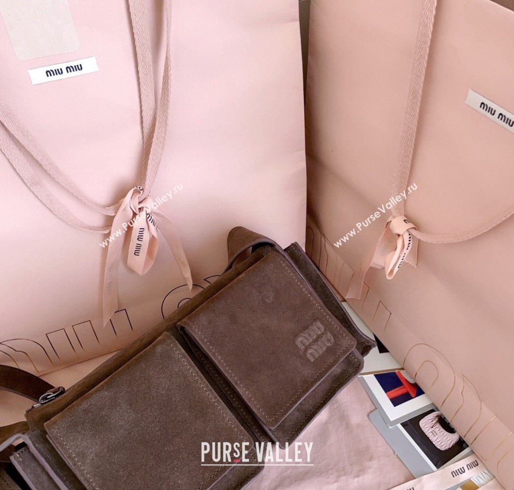 Miu Miu Pocket Suede Shoulder Bag Briarwood Brown 2026 5BA175 (JD-260120062)
