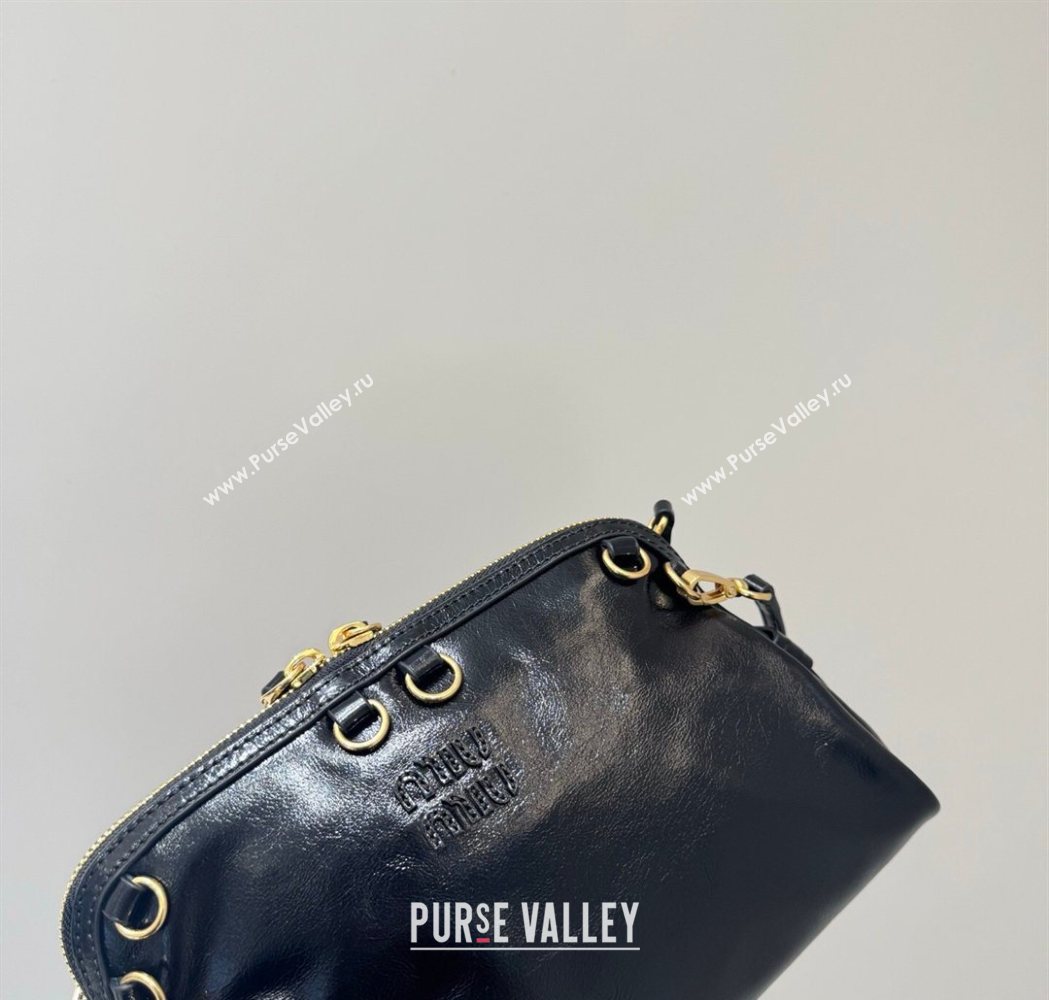 Miu Miu Caprice Leather Clutch Shoulder Bag Black 2025 5BF131 (YY-260120038)