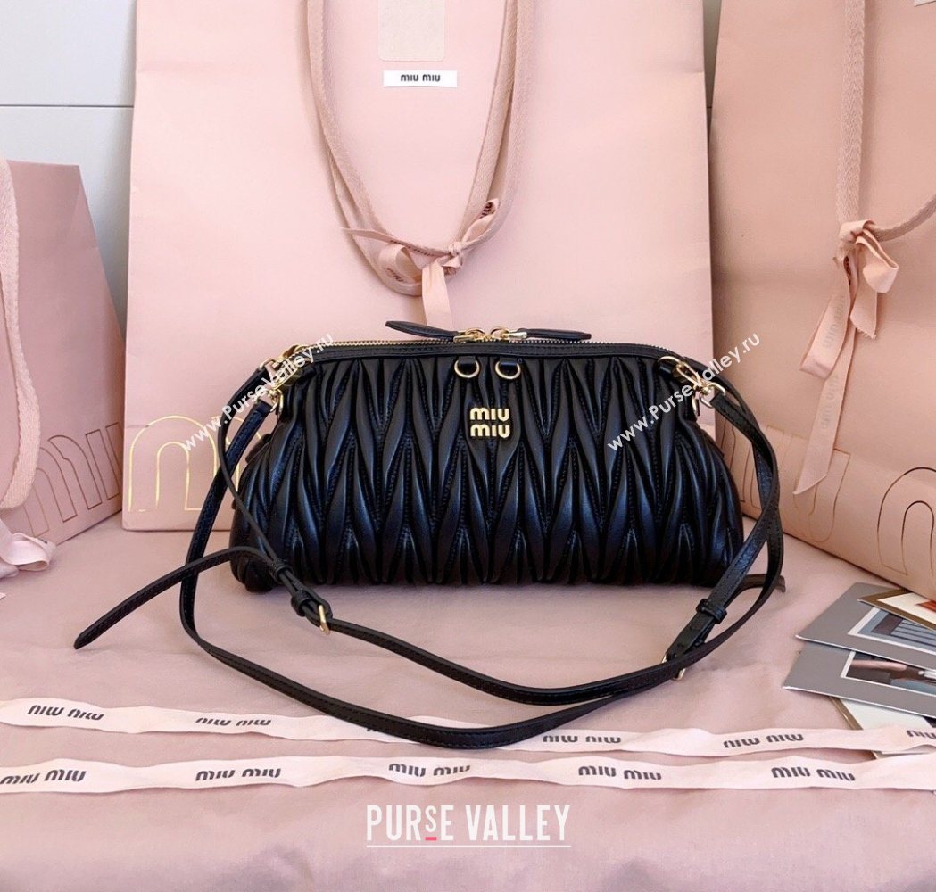 Miu Miu Caprice Matelasse Nappa Leather Clutch Shoulder Bag Black 2026 5BF130 (JD-260120042)
