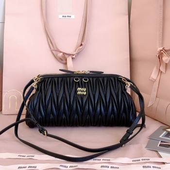 Miu Miu Caprice Matelasse Nappa Leather Clutch Shoulder Bag Black 2026 5BF130 (JD-260120042)