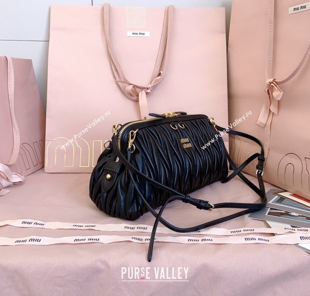 Miu Miu Caprice Matelasse Nappa Leather Clutch Shoulder Bag Black 2026 5BF130 (JD-260120042)