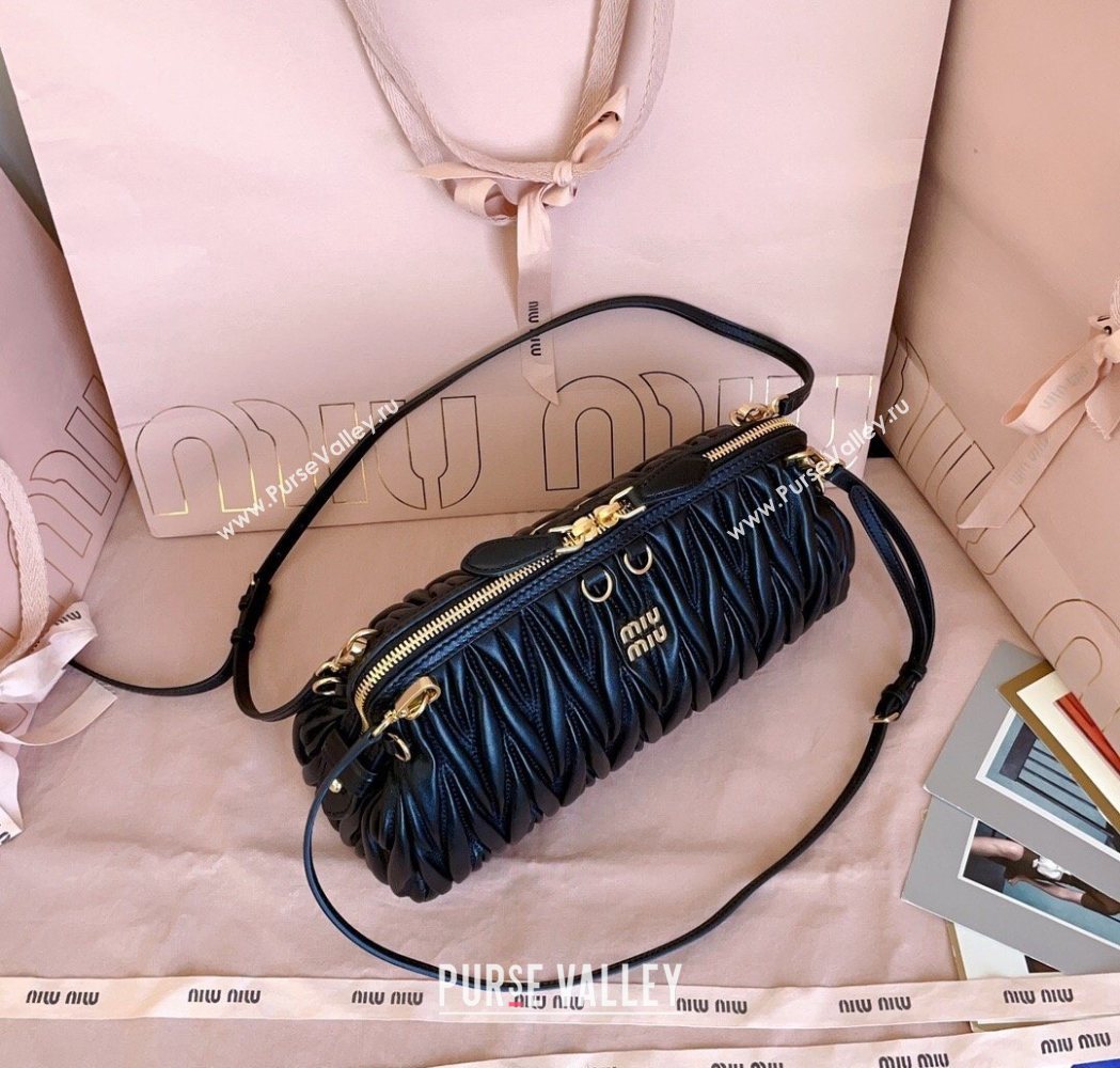 Miu Miu Caprice Matelasse Nappa Leather Clutch Shoulder Bag Black 2026 5BF130 (JD-260120042)