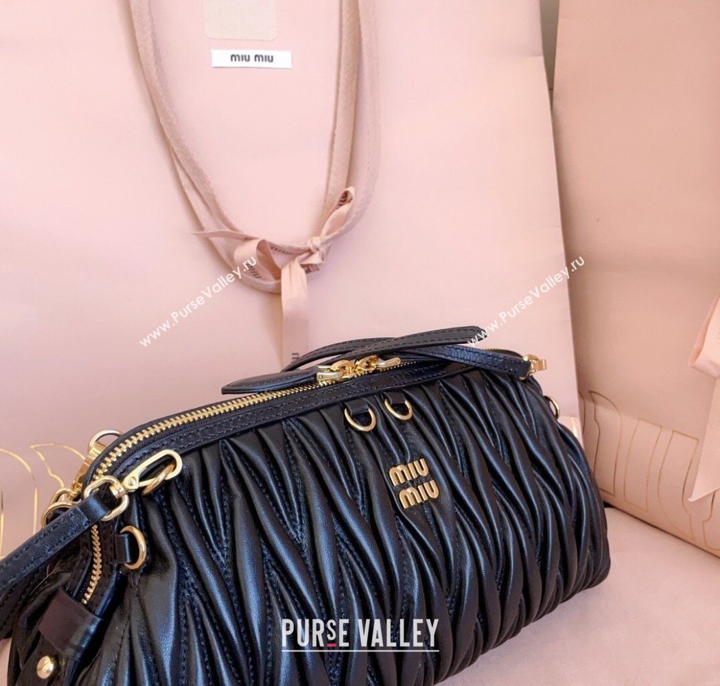 Miu Miu Caprice Matelasse Nappa Leather Clutch Shoulder Bag Black 2026 5BF130 (JD-260120042)