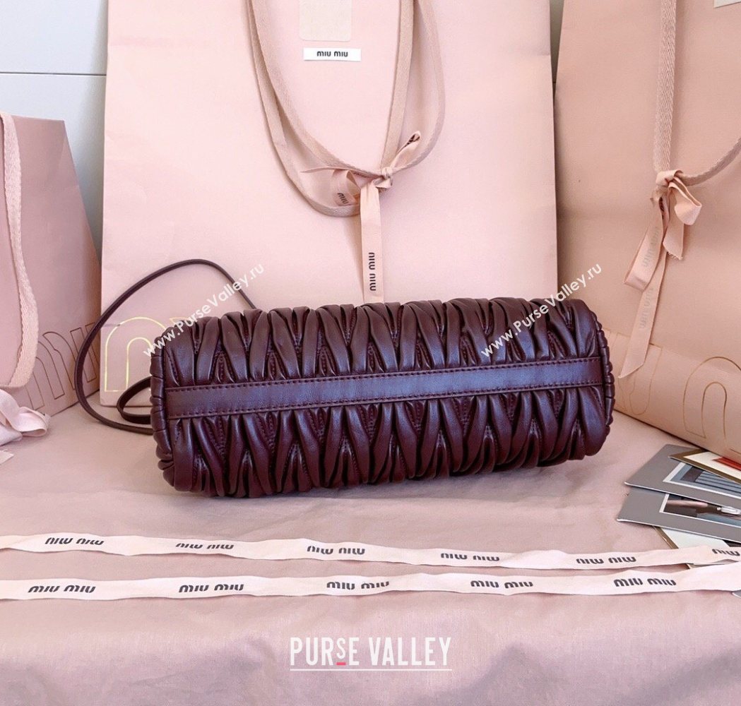 Miu Miu Caprice Matelasse Nappa Leather Clutch Shoulder Bag Burgundy 2026 5BF130 (JD-260120043)
