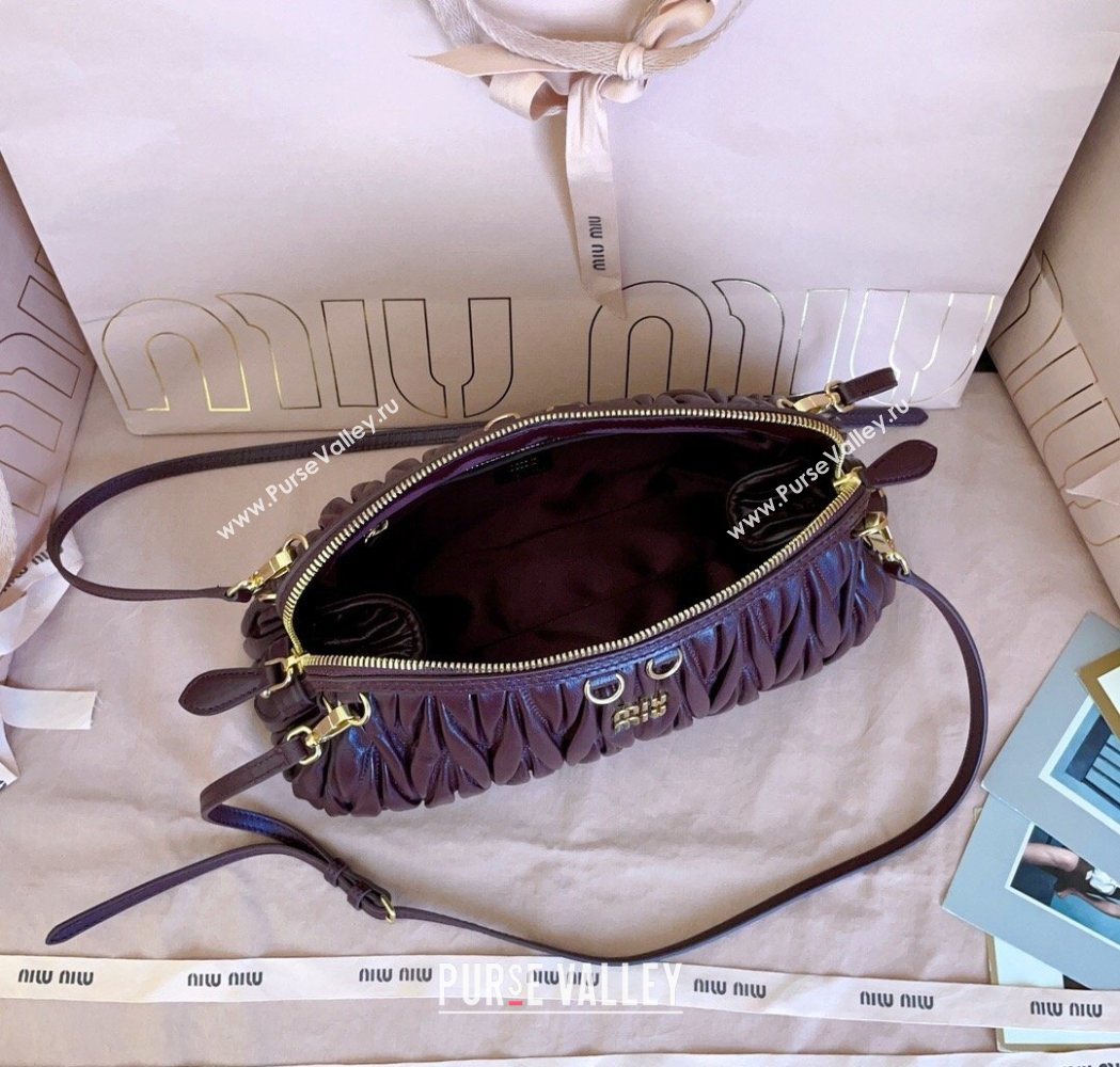 Miu Miu Caprice Matelasse Nappa Leather Clutch Shoulder Bag Burgundy 2026 5BF130 (JD-260120043)