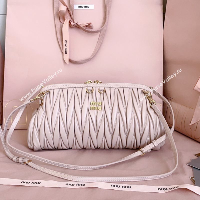 Miu Miu Caprice Matelasse Nappa Leather Clutch Shoulder Bag Powder Pink 2026 5BF130 (JD-260120044)
