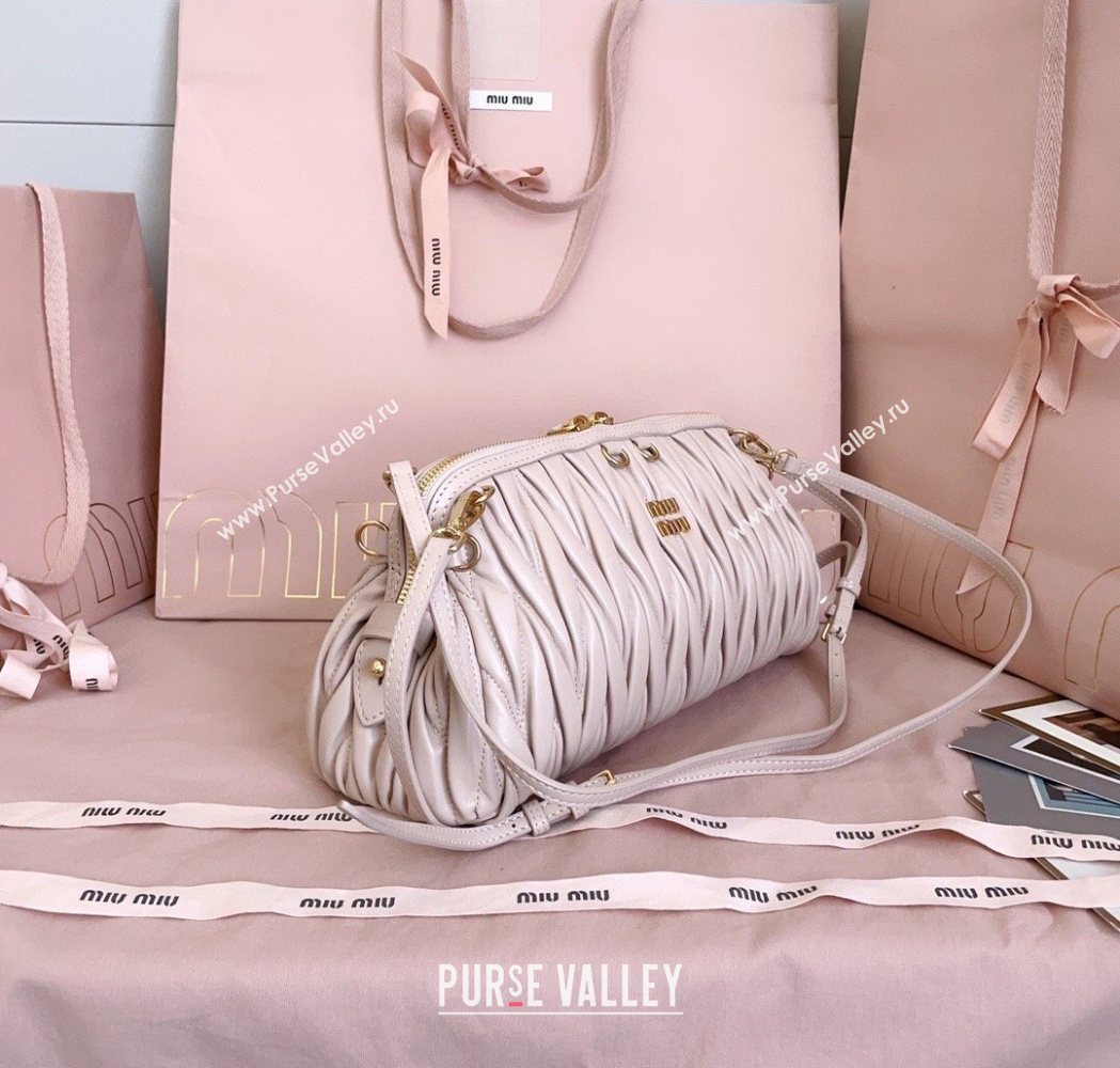 Miu Miu Caprice Matelasse Nappa Leather Clutch Shoulder Bag Powder Pink 2026 5BF130 (JD-260120044)