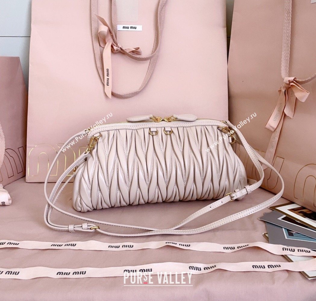 Miu Miu Caprice Matelasse Nappa Leather Clutch Shoulder Bag Powder Pink 2026 5BF130 (JD-260120044)