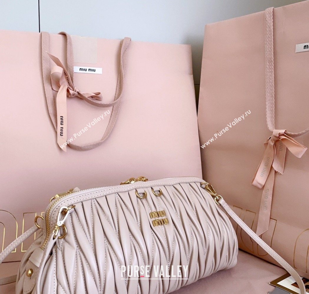 Miu Miu Caprice Matelasse Nappa Leather Clutch Shoulder Bag Powder Pink 2026 5BF130 (JD-260120044)