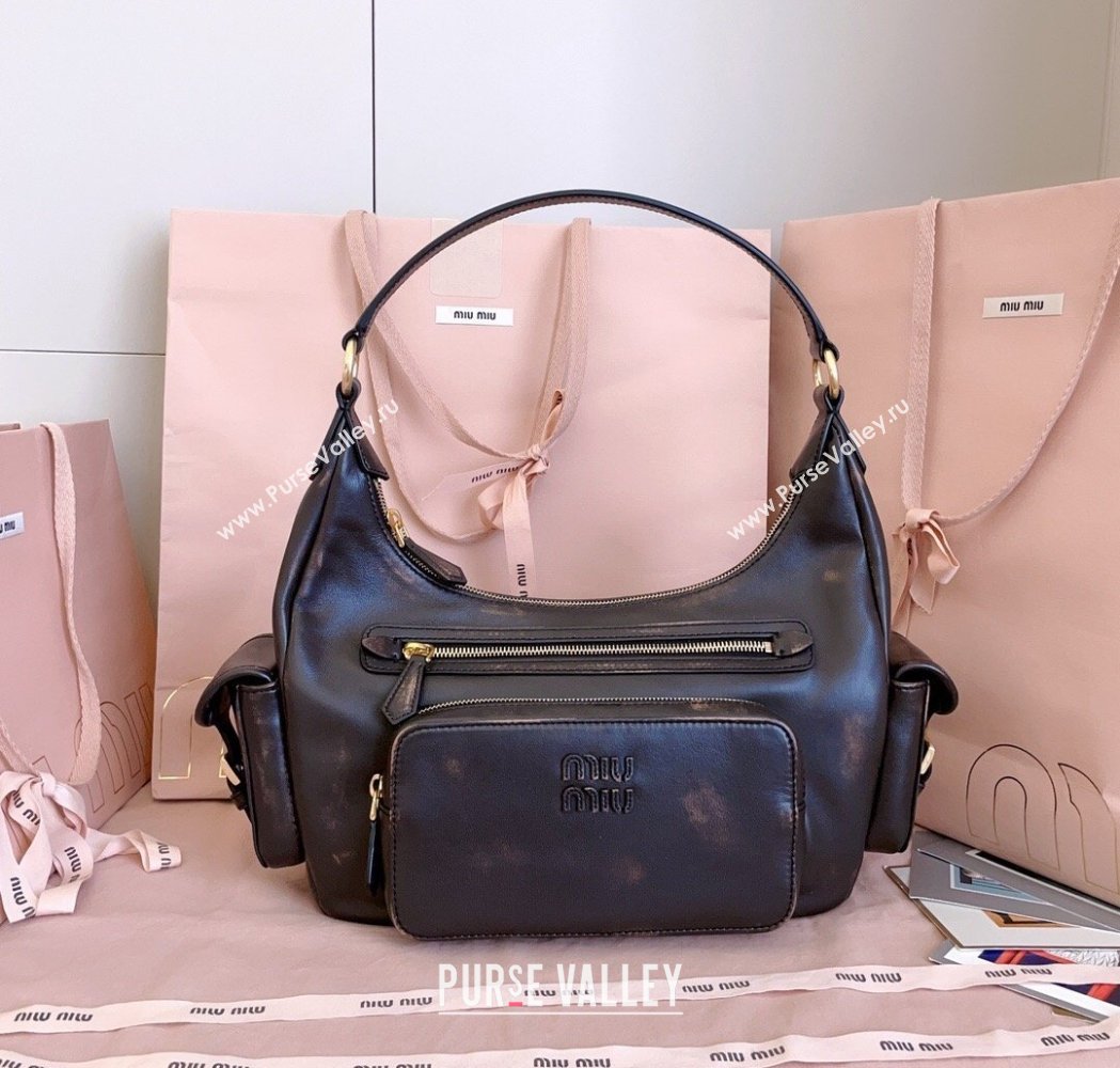 Miu Miu Pocket nappa leather hobo bag Coffee Brown 2026 5BC189 (JD-260120057)