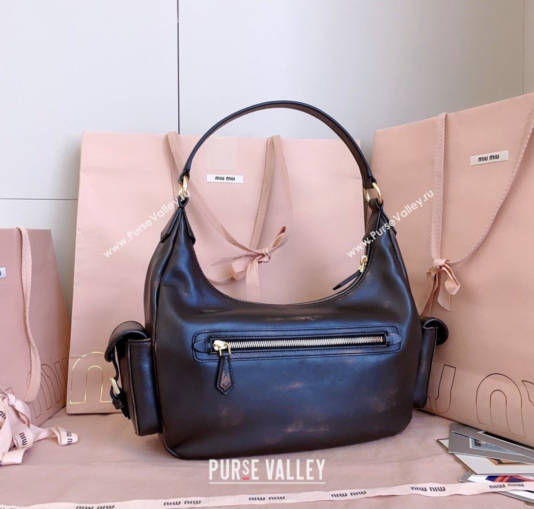 Miu Miu Pocket nappa leather hobo bag Coffee Brown 2026 5BC189 (JD-260120057)