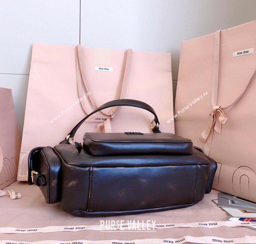 Miu Miu Pocket nappa leather hobo bag Coffee Brown 2026 5BC189 (JD-260120057)