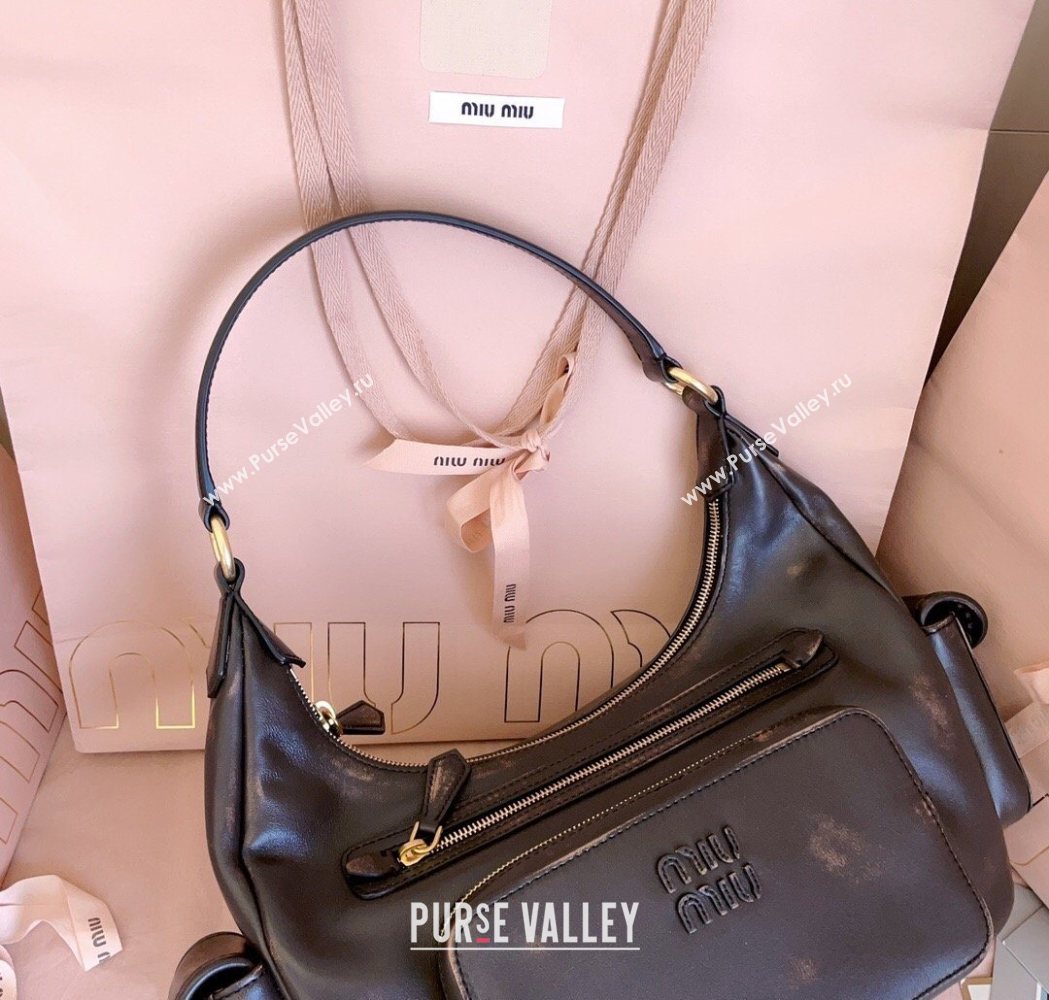 Miu Miu Pocket nappa leather hobo bag Coffee Brown 2026 5BC189 (JD-260120057)