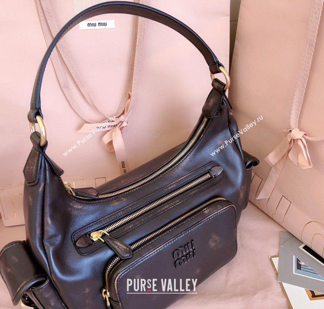 Miu Miu Pocket nappa leather hobo bag Coffee Brown 2026 5BC189 (JD-260120057)