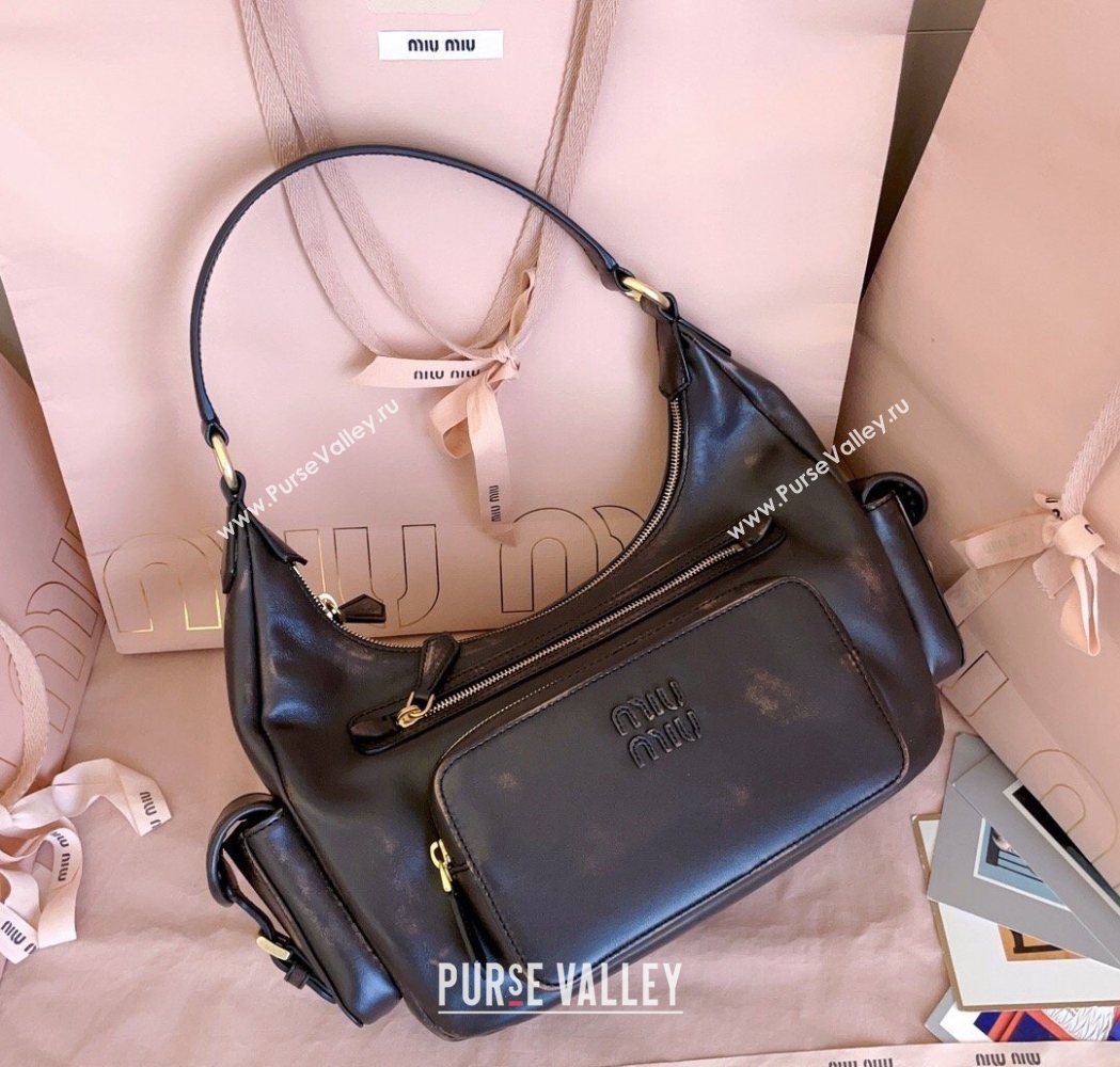 Miu Miu Pocket nappa leather hobo bag Coffee Brown 2026 5BC189 (JD-260120057)