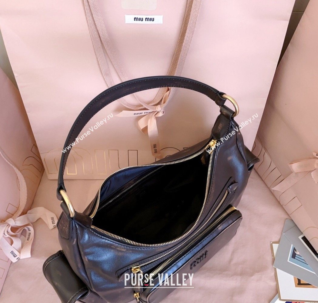 Miu Miu Pocket nappa leather hobo bag Coffee Brown 2026 5BC189 (JD-260120057)