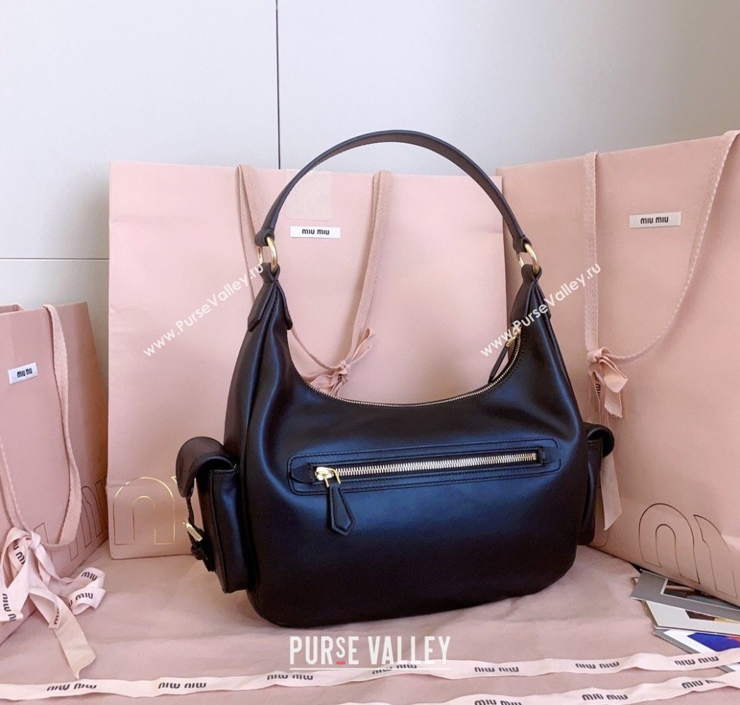Miu Miu Pocket nappa leather hobo bag Black 2026 5BC189 (JD-260120058)