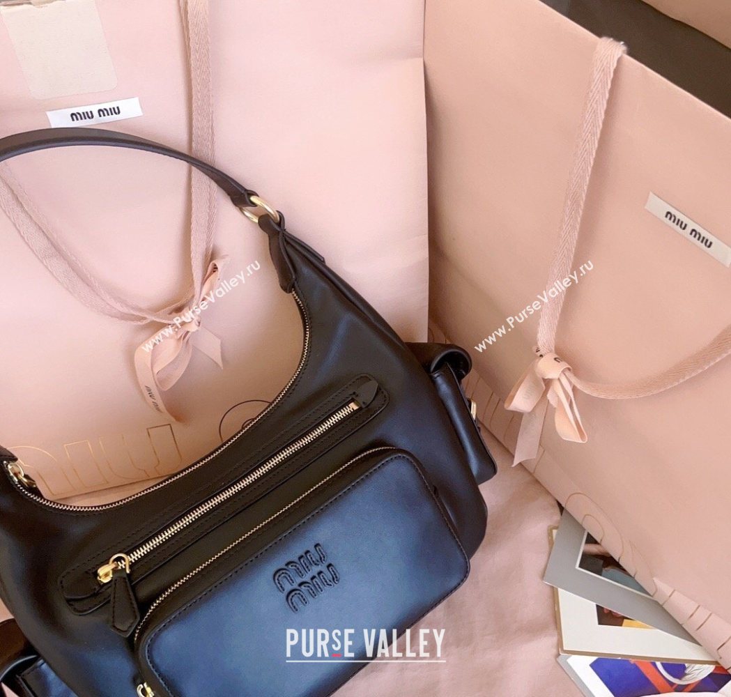 Miu Miu Pocket nappa leather hobo bag Black 2026 5BC189 (JD-260120058)