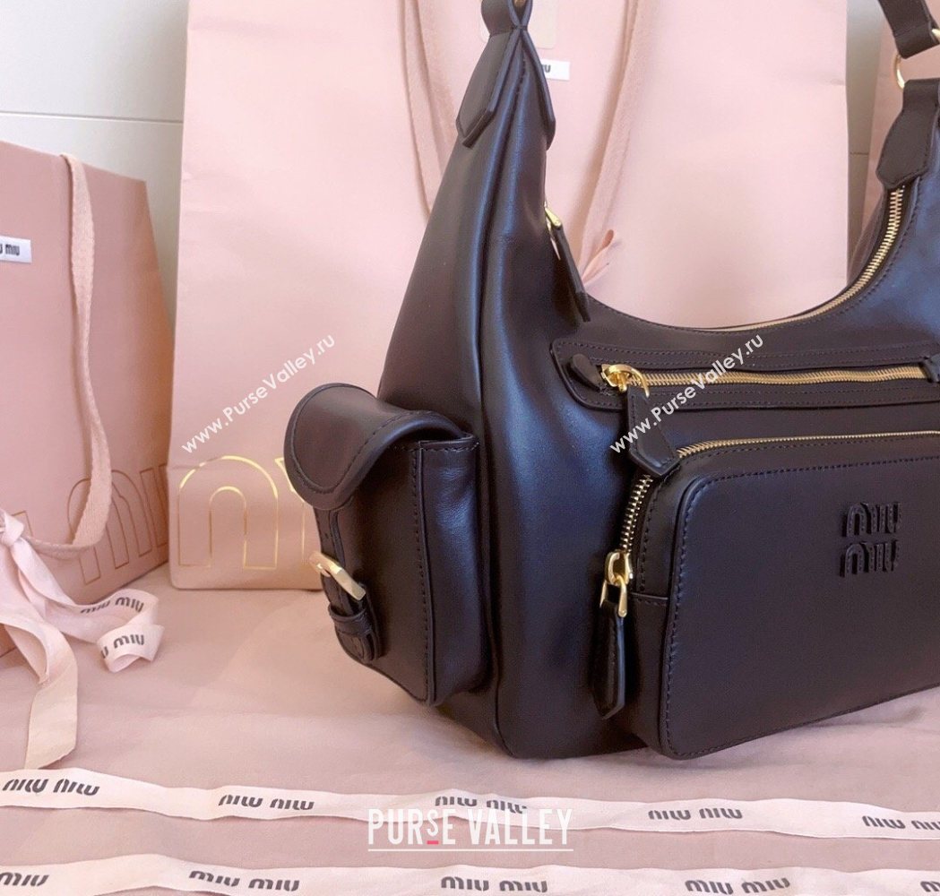 Miu Miu Pocket nappa leather hobo bag Black 2026 5BC189 (JD-260120058)