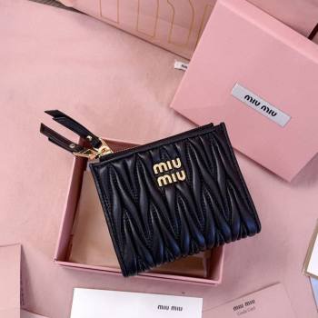 Miu Miu Matelasse Nappa Leather Pocket Wallet Black 2026 5MV017 (JD-260120064)