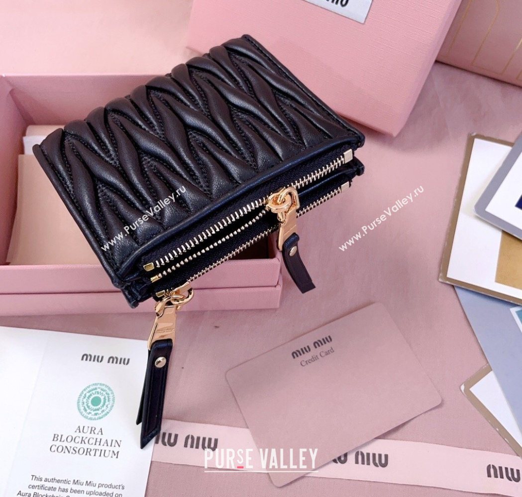 Miu Miu Matelasse Nappa Leather Pocket Wallet Black 2026 5MV017 (JD-260120064)