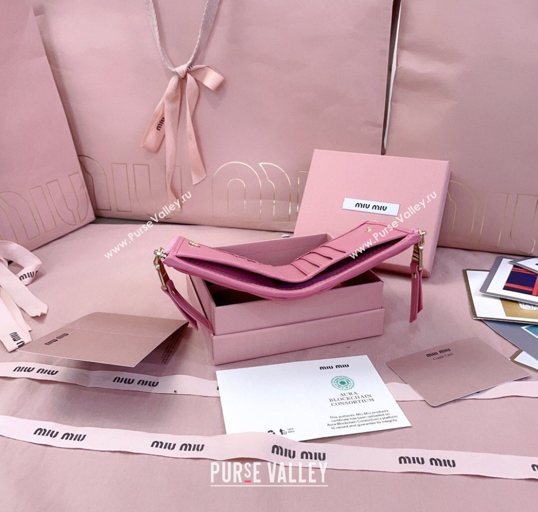 Miu Miu Matelasse Nappa Leather Pocket Wallet Begonia Pink 2026 5MV017 (JD-260120067)
