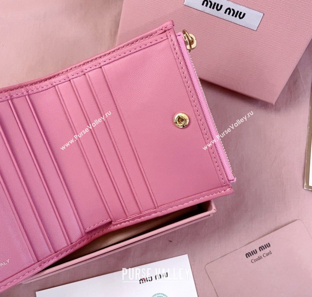 Miu Miu Matelasse Nappa Leather Pocket Wallet Begonia Pink 2026 5MV017 (JD-260120067)