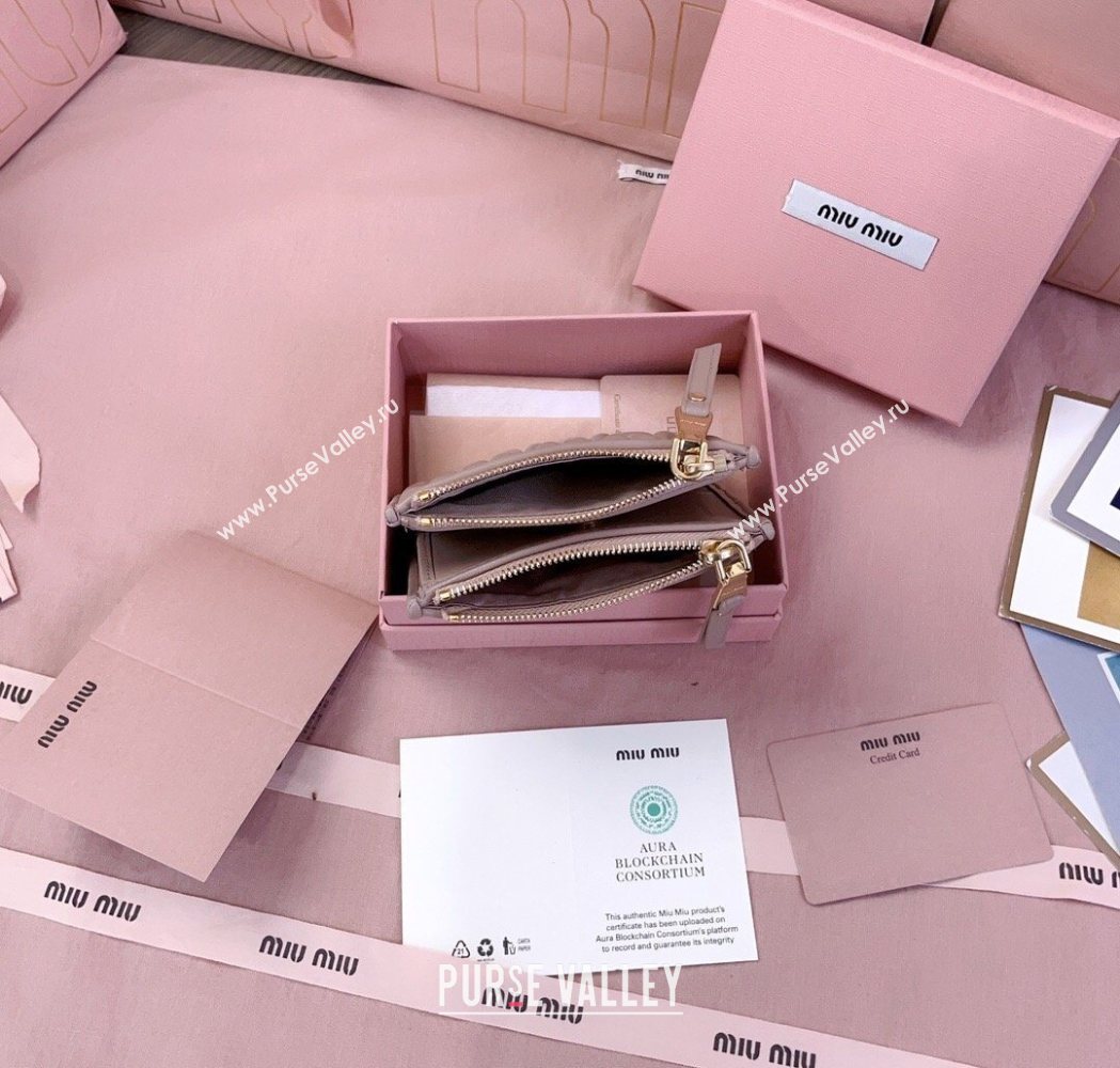 Miu Miu Matelasse Nappa Leather Pocket Wallet Powder Pink 2026 5MV017 (JD-260120068)