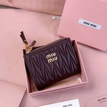 Miu Miu Matelasse Nappa Leather Pocket Wallet Dark Burgundy 2026 5MV017 (JD-260120069)