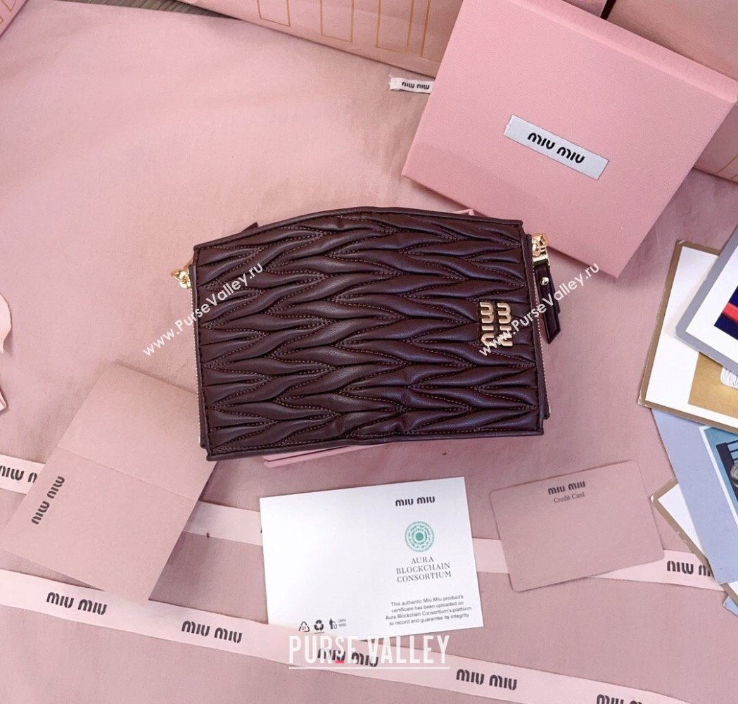 Miu Miu Matelasse Nappa Leather Pocket Wallet Dark Burgundy 2026 5MV017 (JD-260120069)