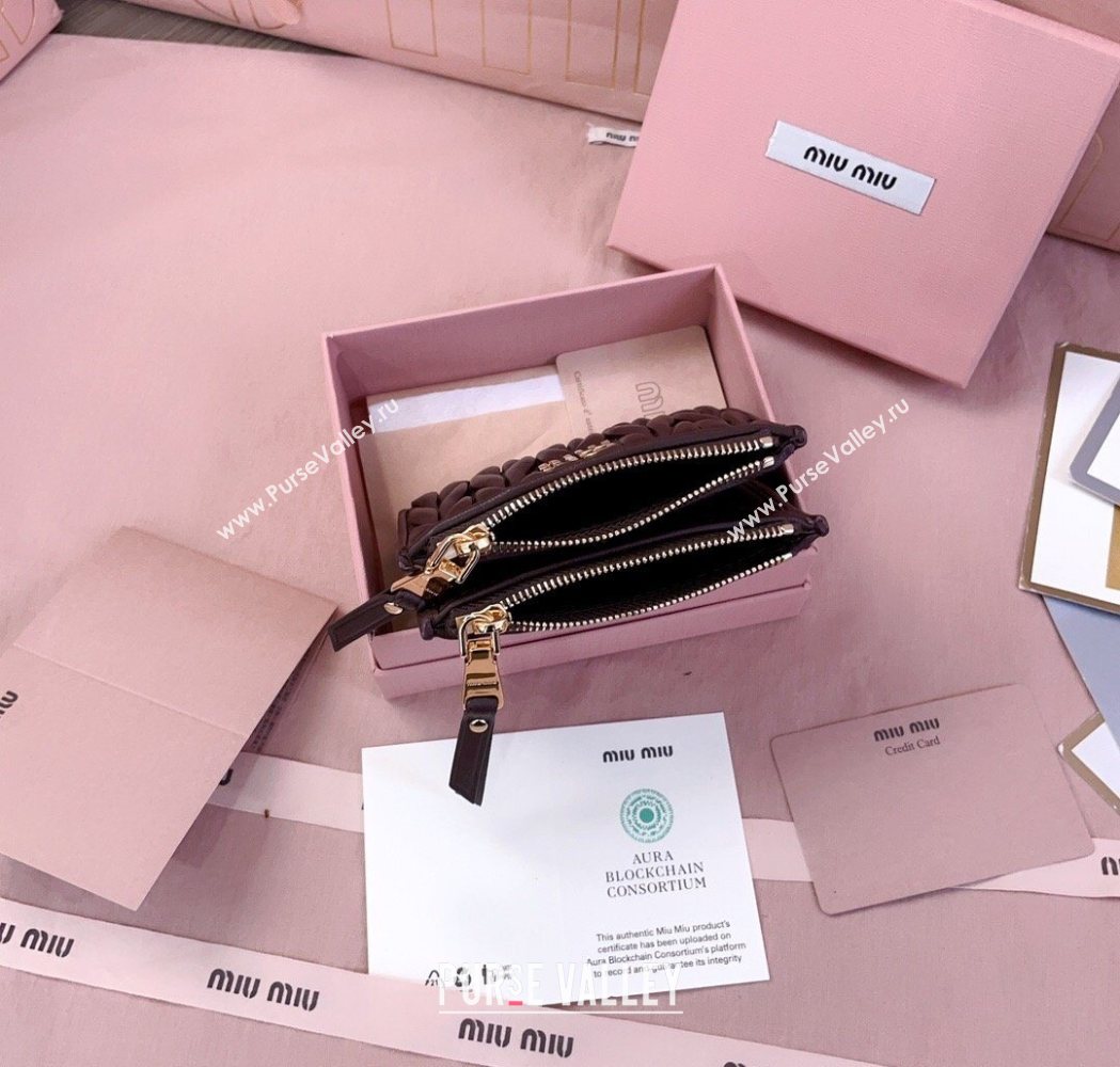 Miu Miu Matelasse Nappa Leather Pocket Wallet Dark Burgundy 2026 5MV017 (JD-260120069)