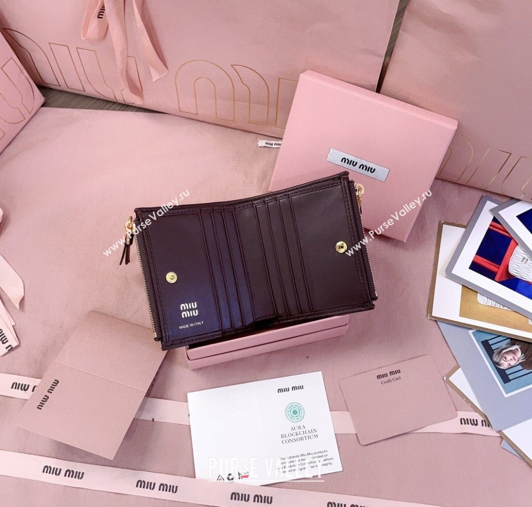 Miu Miu Matelasse Nappa Leather Pocket Wallet Dark Burgundy 2026 5MV017 (JD-260120069)