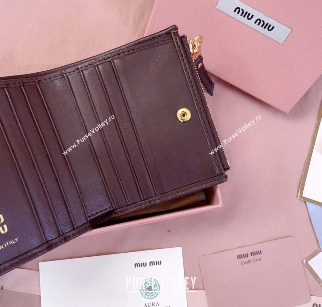 Miu Miu Matelasse Nappa Leather Pocket Wallet Dark Burgundy 2026 5MV017 (JD-260120069)