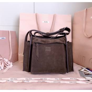 Miu Miu Pocket Suede Messenger Bag Briarwood Brown 2026 5BA175 (JD-260120063)