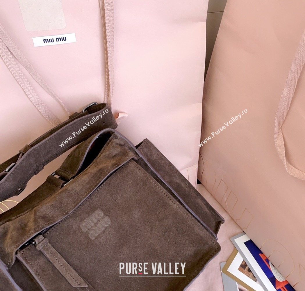 Miu Miu Pocket Suede Messenger Bag Briarwood Brown 2026 5BA175 (JD-260120063)