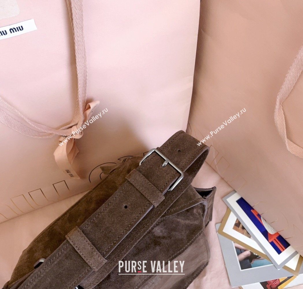 Miu Miu Pocket Suede Messenger Bag Briarwood Brown 2026 5BA175 (JD-260120063)