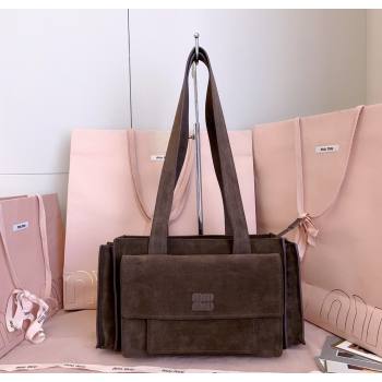 Miu Miu Pocket Suede Shoulder Bag Briarwood Brown 2026 5BA178 (JD-260120059)