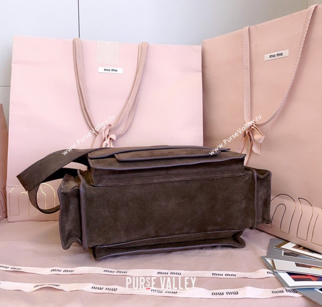 Miu Miu Pocket Suede Shoulder Bag Briarwood Brown 2026 5BA178 (JD-260120059)